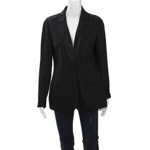 Falconeri Unisex Collared Black Cotton Blazer Button Long Sleeve Classic Size M